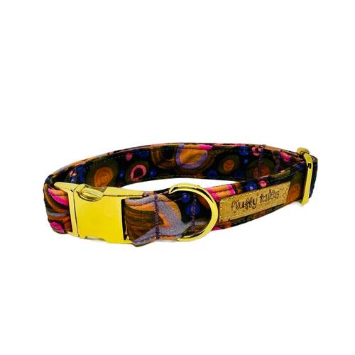 The 'Purple Boho Flowers' Dog Collar - Fluffy Tales