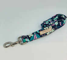 Load image into Gallery viewer, Blue &amp; Green Mint Flowers Dog Lead - Fluffy Tales
